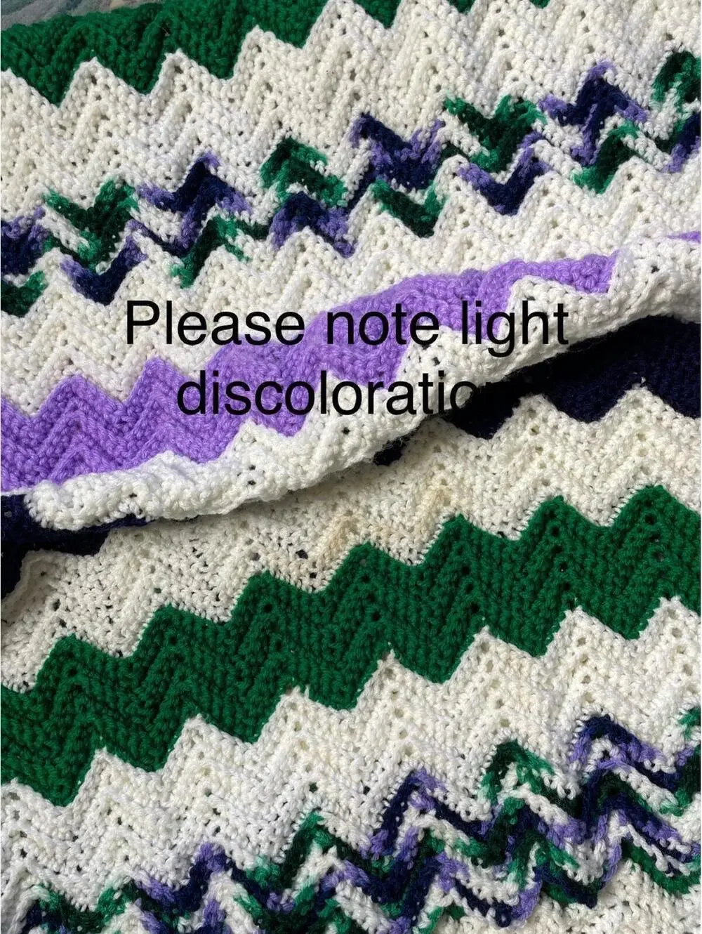 Vintage Handmade Crochet Chevron Afghan: Wool Lap Blanket, Cottagecore Decor